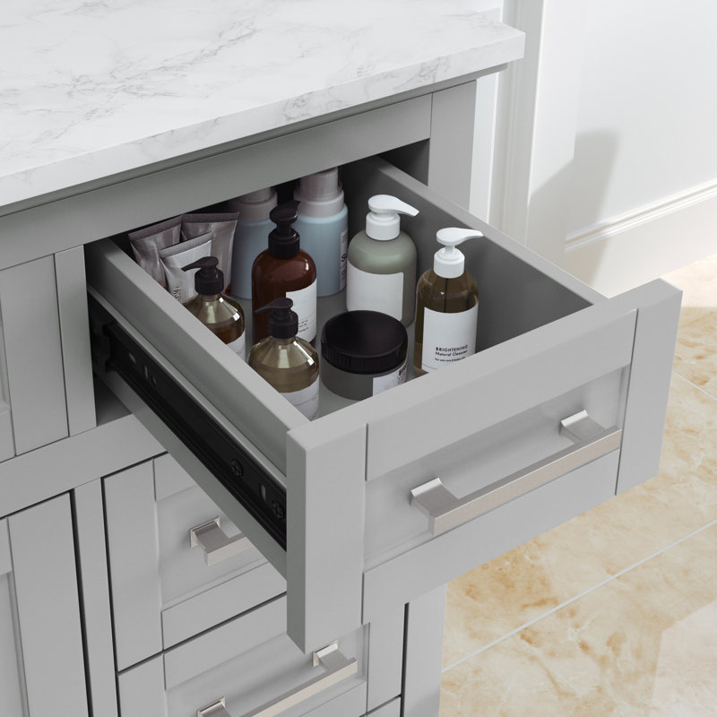 Gray 48'' Single Bathroom Vanity with Engineered Marble Top