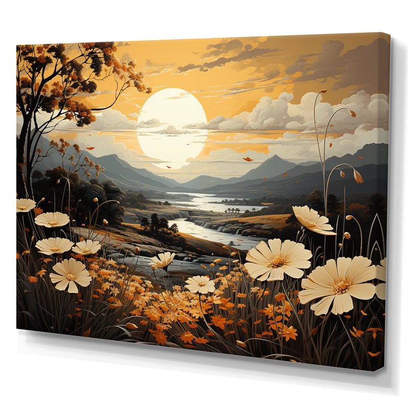Golden Meadows Of Flowers Fields I sur toile, Toile tendue, H 34 po x l 44 po x P 1,5 po