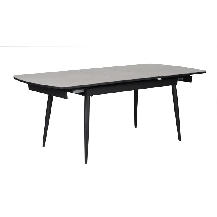 Benedick Extendable Glass Top Metal Base Dining Table