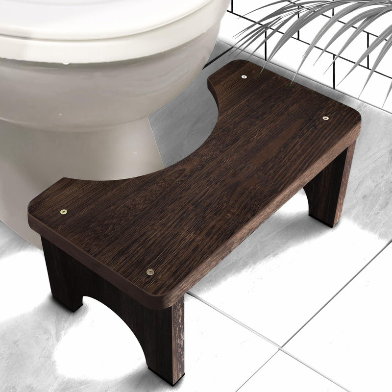 Wood Toilet Stool Squat Adult, Poop Stool For Bathroom Adults(Black)
