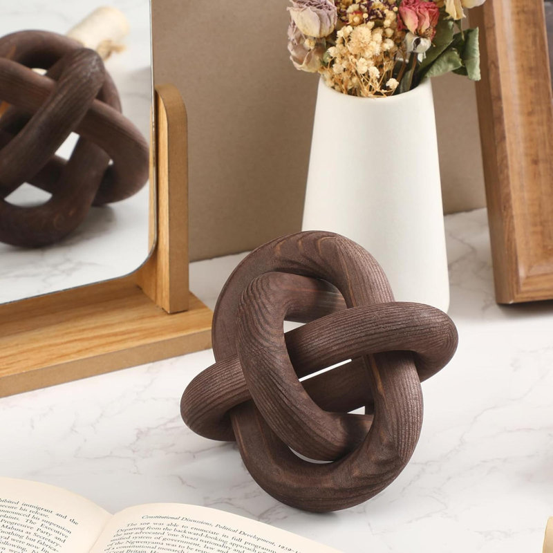 Wood Chain Link Decor 3 Link Wood Knot Decor Hand Carved Coffee Table Decor Modern Shelf Decor Boho Chain Decor Rustic Decorative Objects For Home Living Room Bedroom Decoration