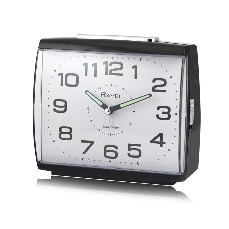 Analogue Quartz Movement / Crystal Alarm Tabletop Clock, Black