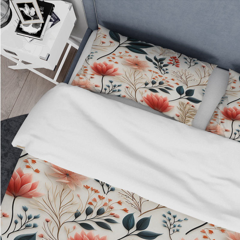 Ensemble de housse de couette Neutral Foliage II - Plants, Housse de couette pour grand lit et 2 taies décor