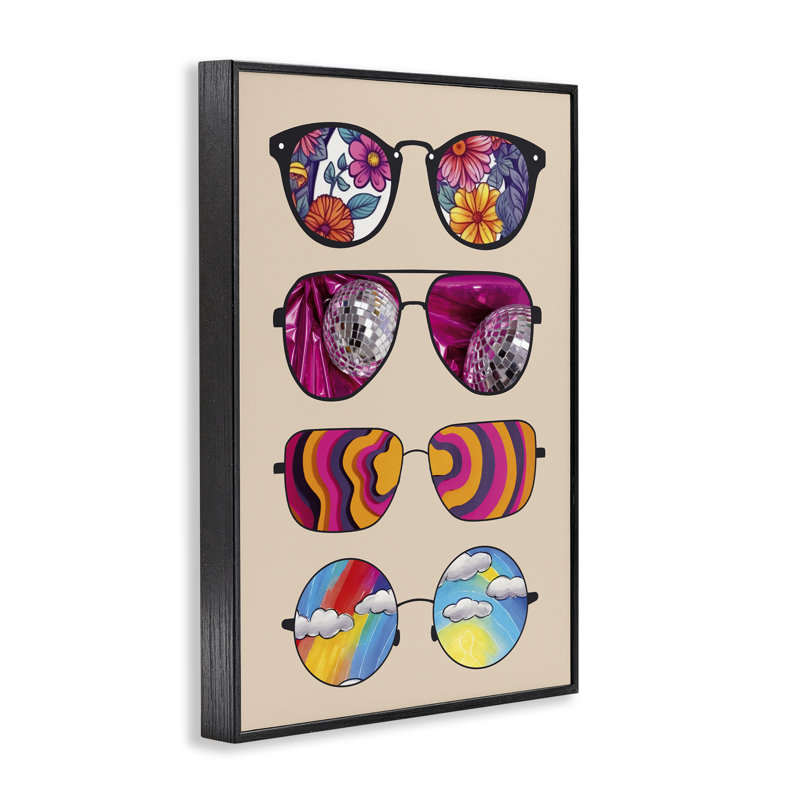 Giclée encadrée de lunettes de soleil Reflection, par CAD Designs, H 18 po x l 12 po, Giclée encadrée noir minuit