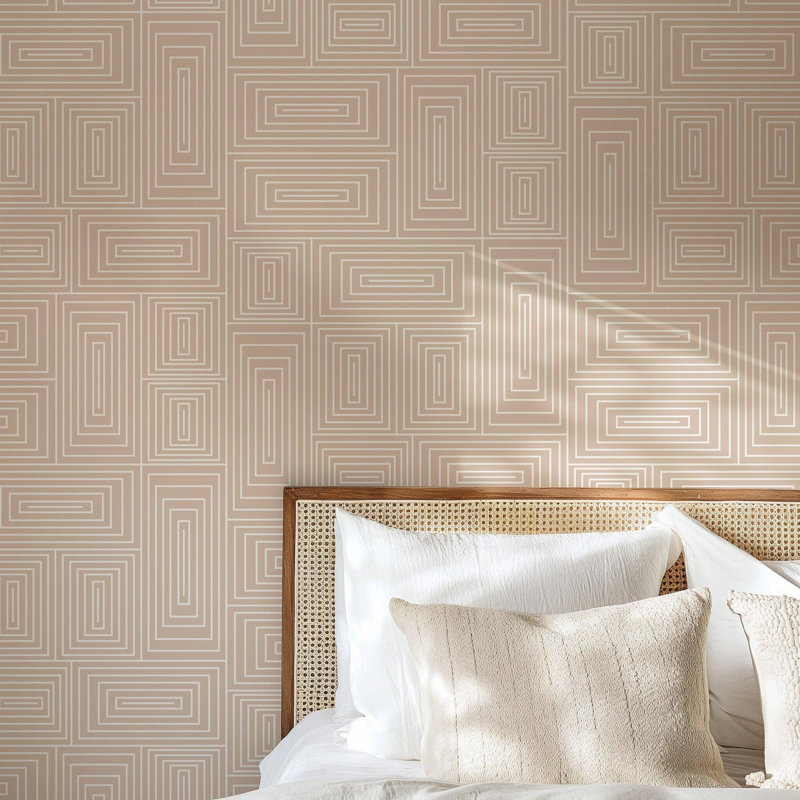 Nia 10' L x 25" W Wallpaper Roll, Peach, Self-adhesive, Vinyl