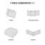 Édredon double - simili suède, 2 taies décoratives assorties 7 pièces, taupe et brun