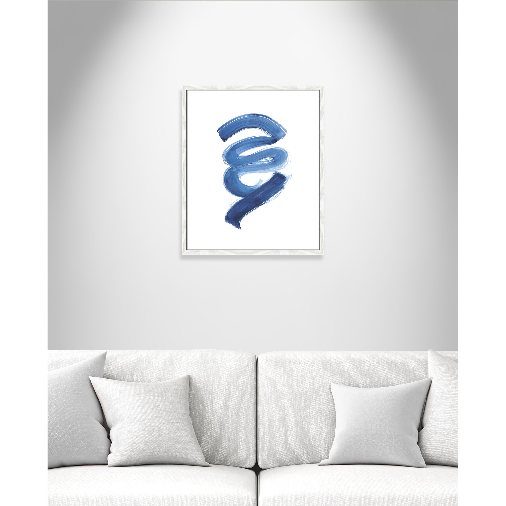 Slinky Indigo I by Filippo Ioco - Painting Print, 25.5" H x 21.5" W x 0.75" D, White Wood Framed Paper