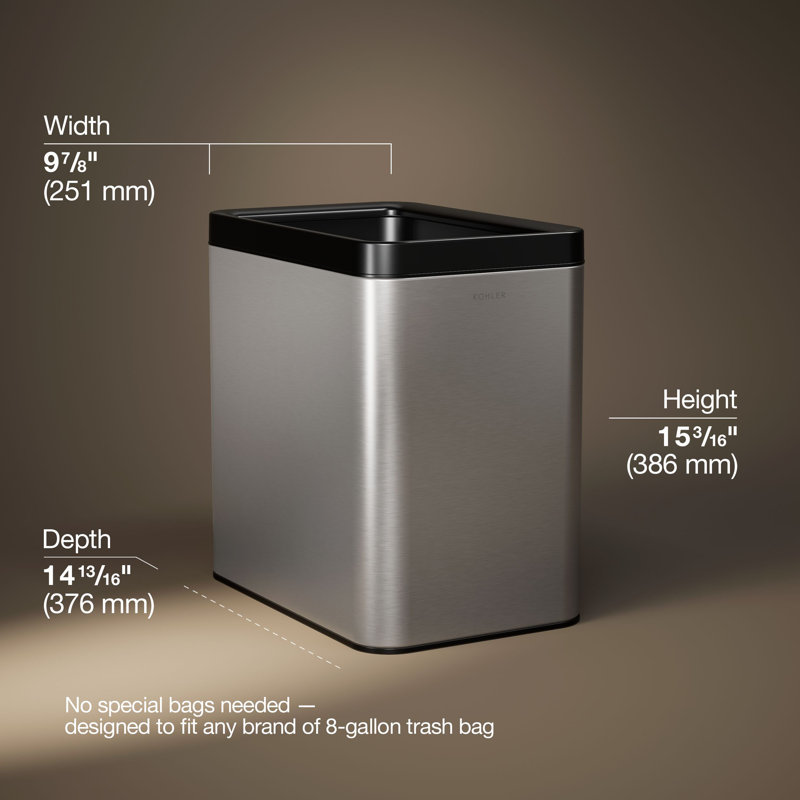 25-Liter Open-Top Trash Can,  Stainless
