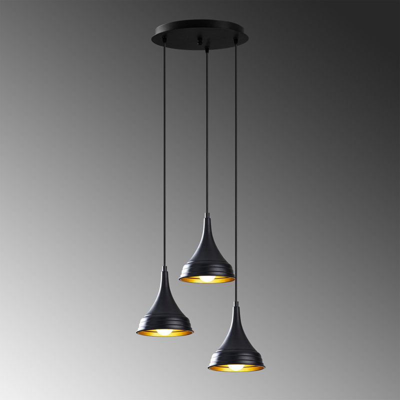 Luminaire suspendu conique à 3 lumières Excalibur