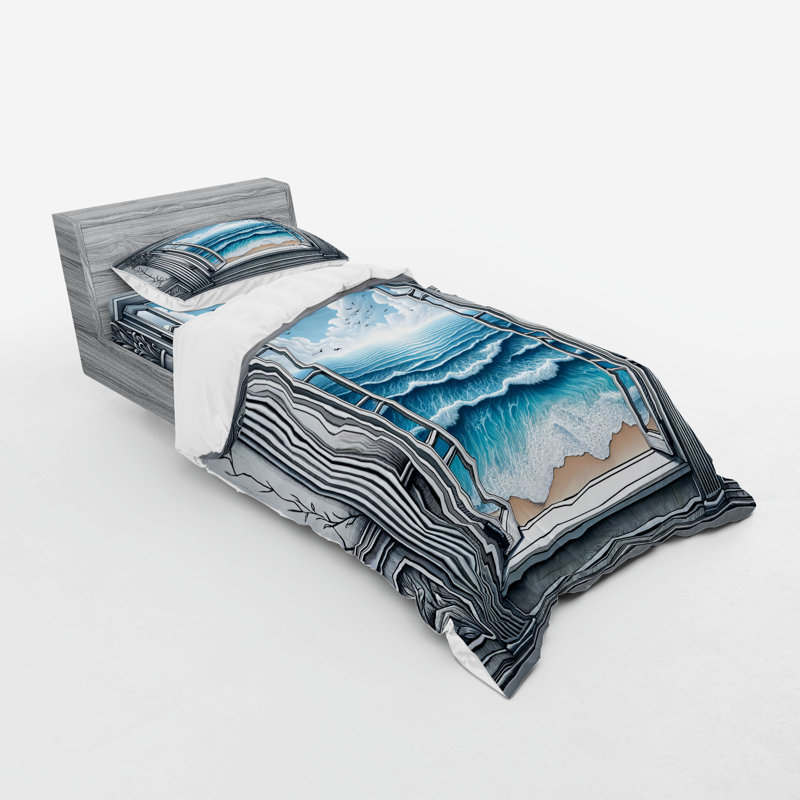Ensemble de literie Ambesonne Ocean, Housse de couette simple très longue + 2 pièces