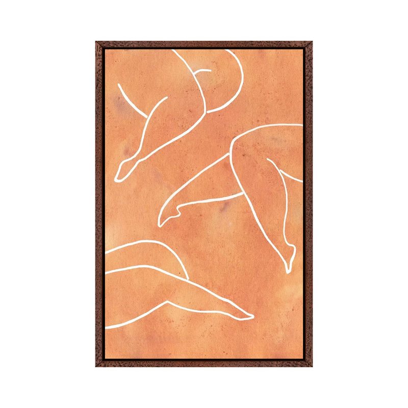 Orange Female Legs 1 Piece Wall Art on Canvas, 66.04cm H x 45.72cm W x 3.81cm D, Classic Brown Wood Framed