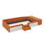 Lit de jour simple enveloppé dans un tissu doux, livré avec des marches et un repose-pieds avec vérin à gaz, équipé de garde-corps rembourrés-225329909