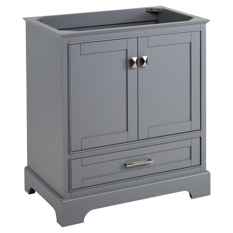 Quen 30" Freestanding Single Basin Vanity Set with Cabinet, Vanity Top, and Oval Undermount Sink, Gray, Brushed Nickel