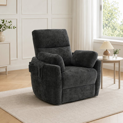 270° Swivel Rocker Power Recliner Chair, Quiet Brushless Motor Electric Recliner With Usb & Type-c Charging, Detachable Storage Pocket, 2 Throw Pillows, Curved Wrap-around Armrest, 4 Colors Available