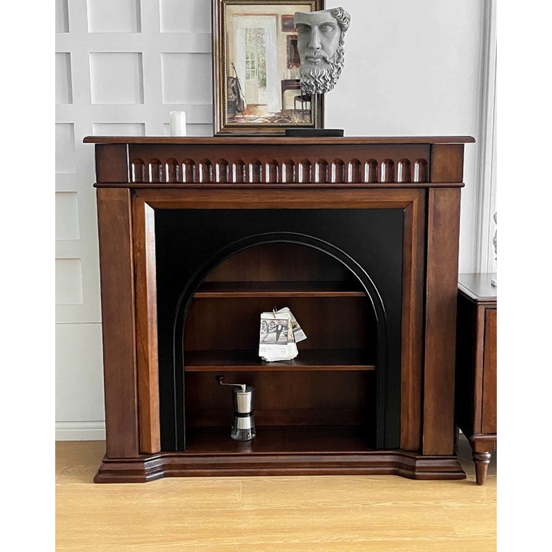 French solid wood storage fireplace decorative cabinet, 43.7" H x 47.24" W x 13.19" D