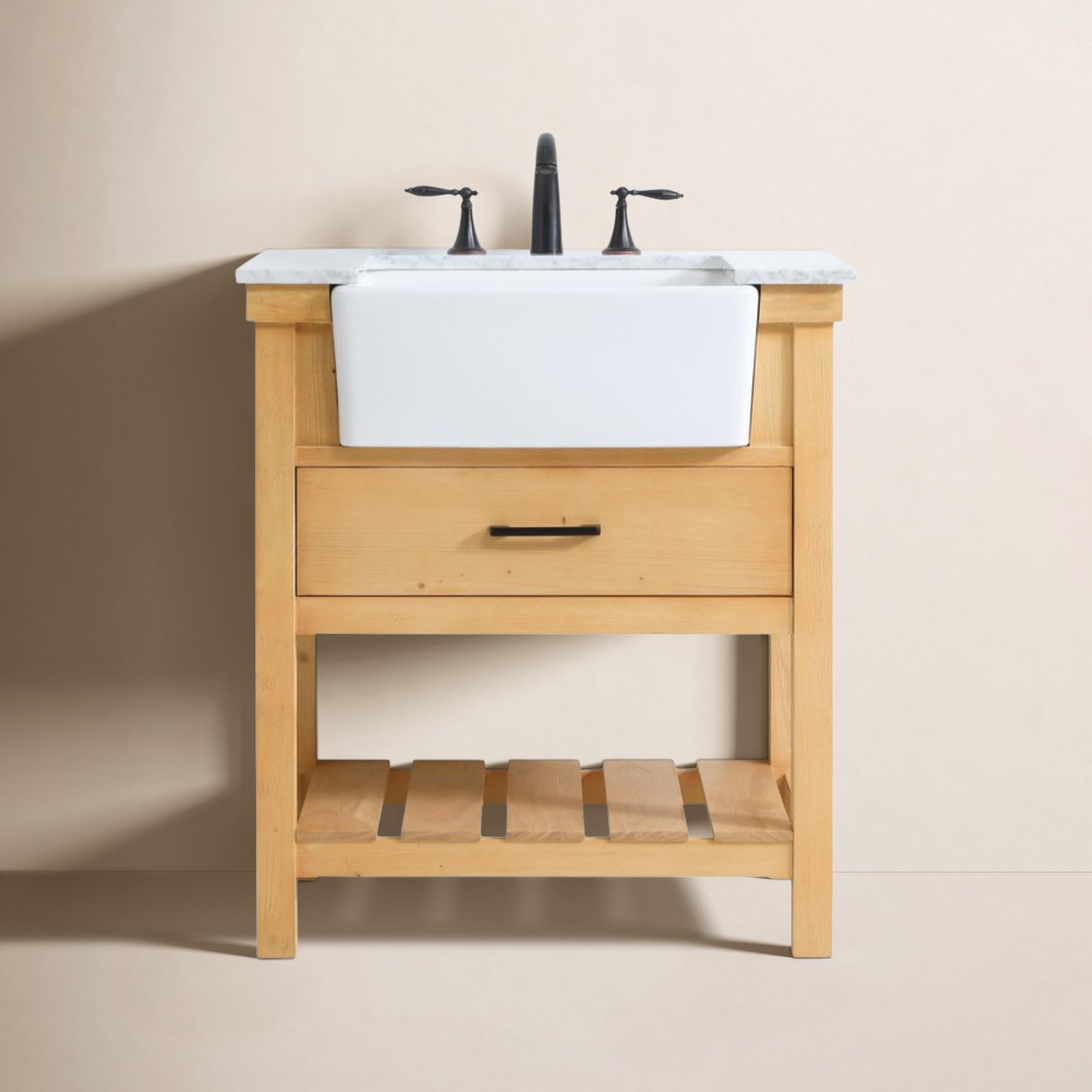 Pelaghia 30'' Single Bathroom Vanity, Natural Wood
