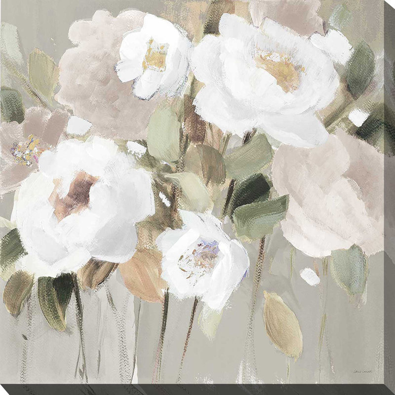 Promise of Giverny Neutral II par Lanie Loreth - Peinture, Toile tendue, H 18 po x l 18 po x P 1 po