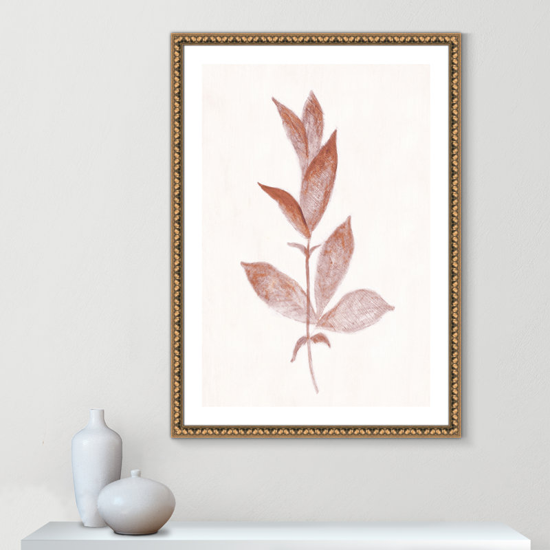 Wilfrid Red Leaf II par Tara Studios - reproduction d'art, Papier avec cadre à perles dorées