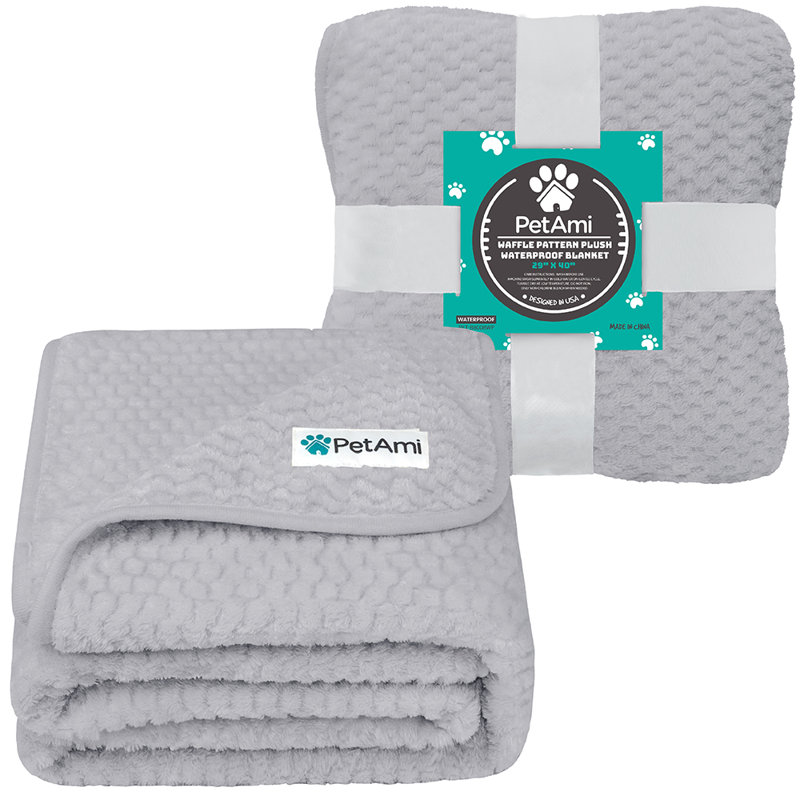 Medium Light Gray Waterproof Fleece Dog Blanket