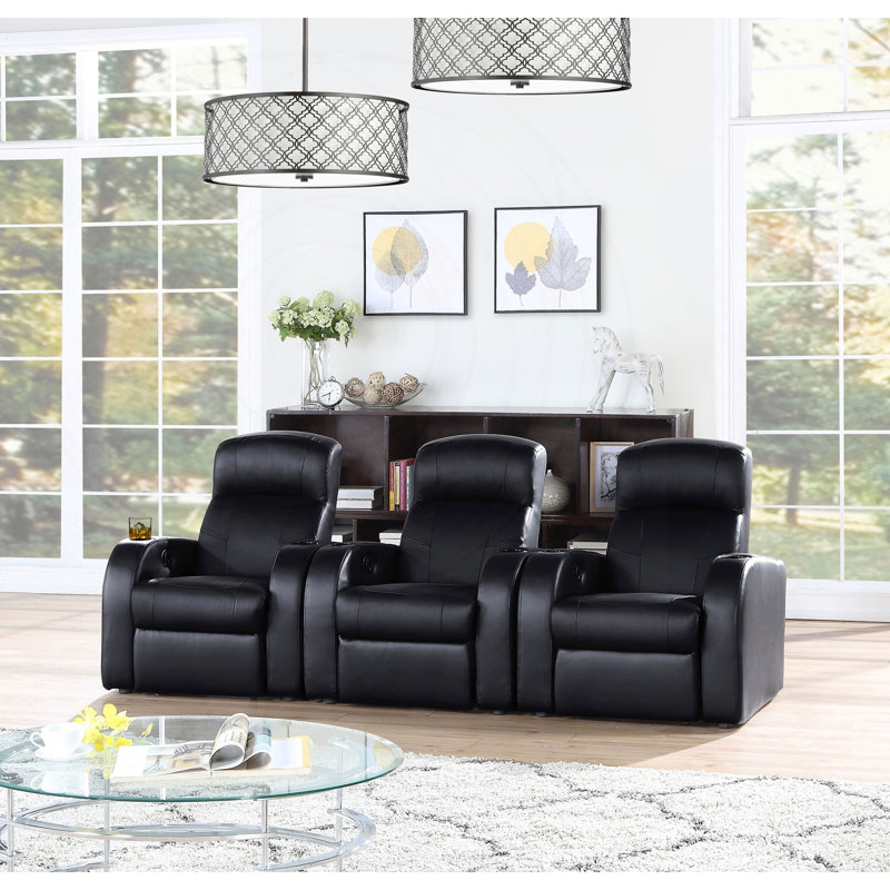 Ensemble de fauteuils inclinables pour cinéma maison avec cuir pleine fleur et design mural