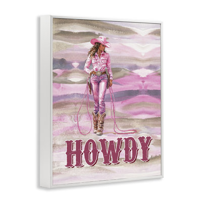 «Pastel Howdy Cowgirl», art de la giclée encadrée par lettré et doublé