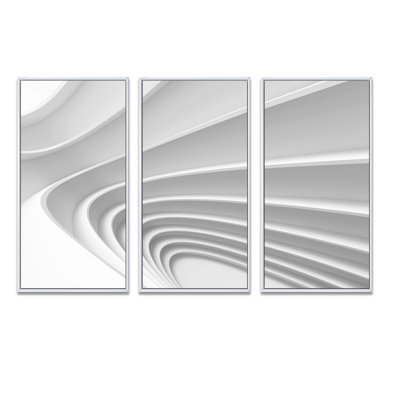 " Fractal Bulgy Layered 3D Waves " 3 - Pieces
