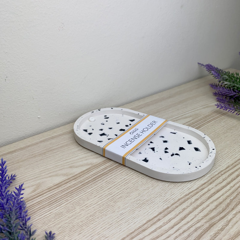 Terrazzo Incense Holders, White/Black