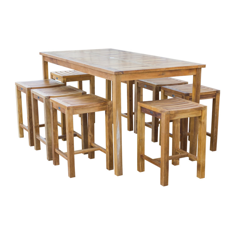 8 - Person Teak Wood Patio Dining Set with Rectangular Table