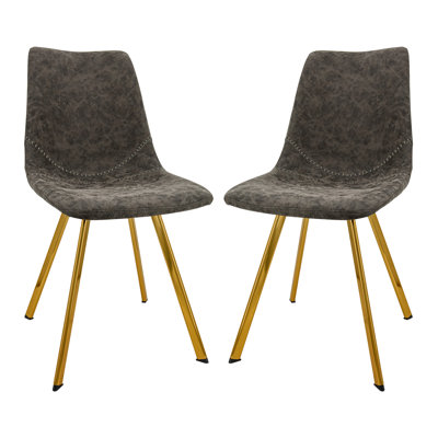 Annalise Mid-Century Modern Leather Dining Chair – Ergonomic Waterfall Seat & Powder-Coated Iron Legs