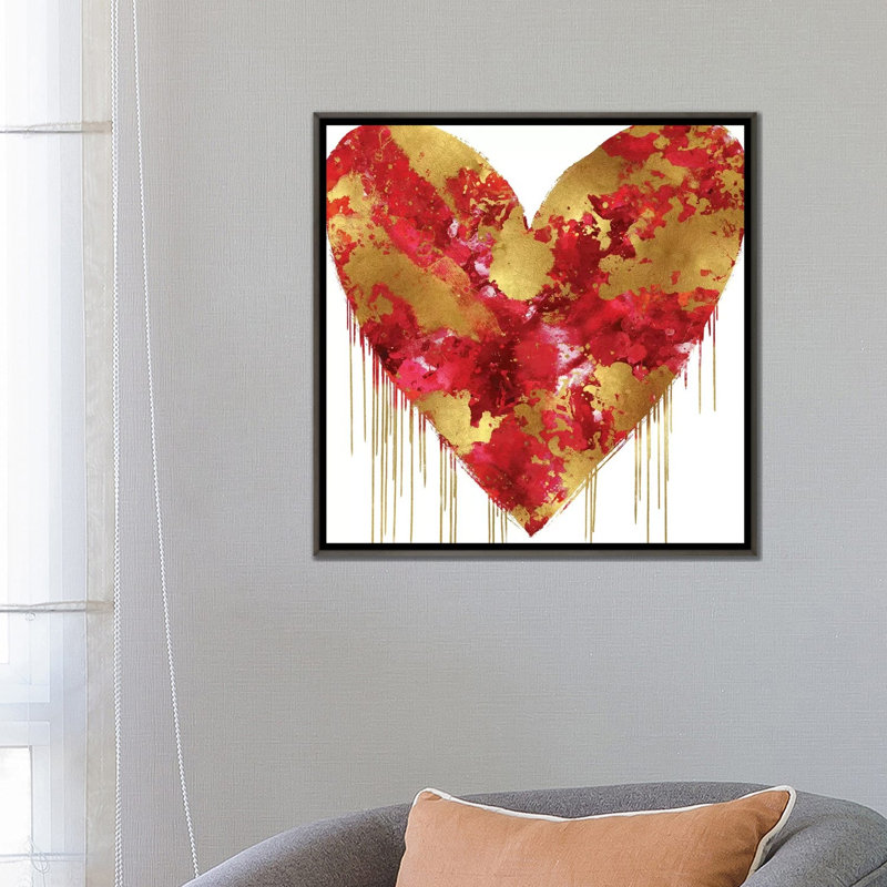«Big Hearted Silver and Gold» par Lindsay Rodgers - impression d'art graphique, H 26 po x l 26 po x 1,5 po