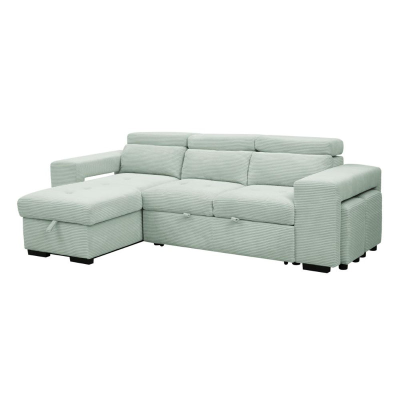Caitlin 3 Seater Corduroy Sofa Bed, Green