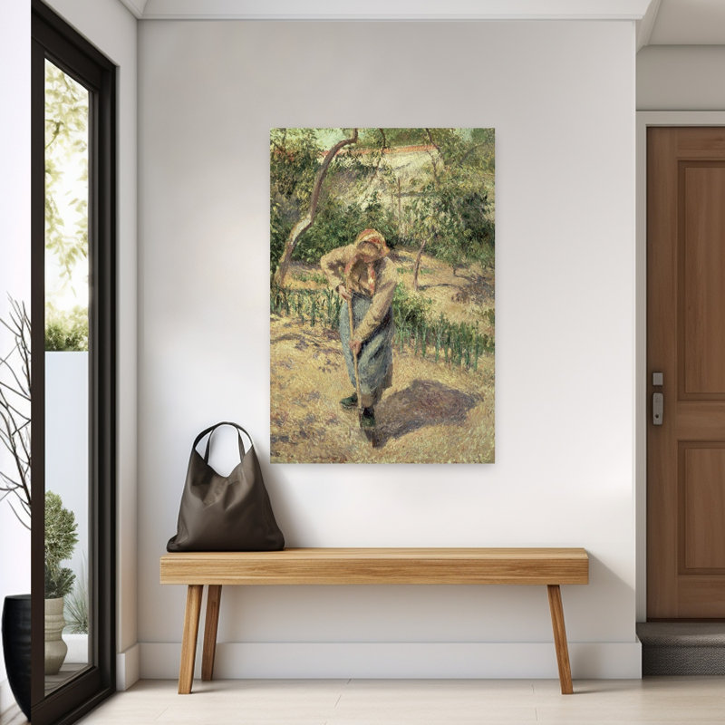 Femme qui bêchant un verger, 1882, estampe d'art mural contemporain abstrait impressionniste, H 60 po x l 40 po