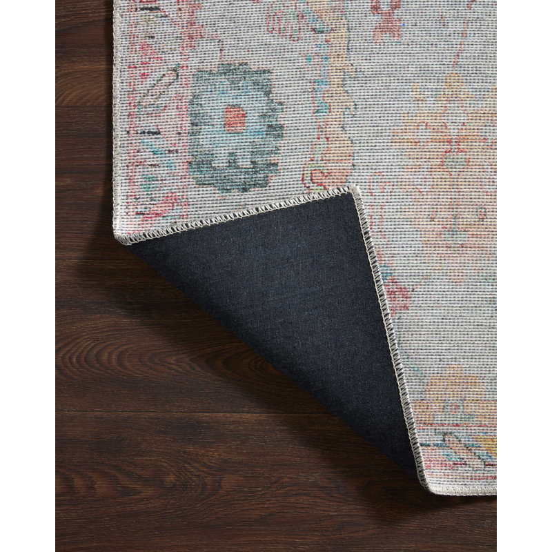 Elysium Blue Synthetic Floral Low Pile Area Rug