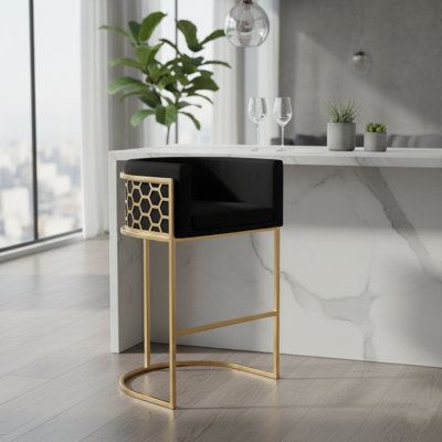 Klara Counter Stool With Velvet Upholstery