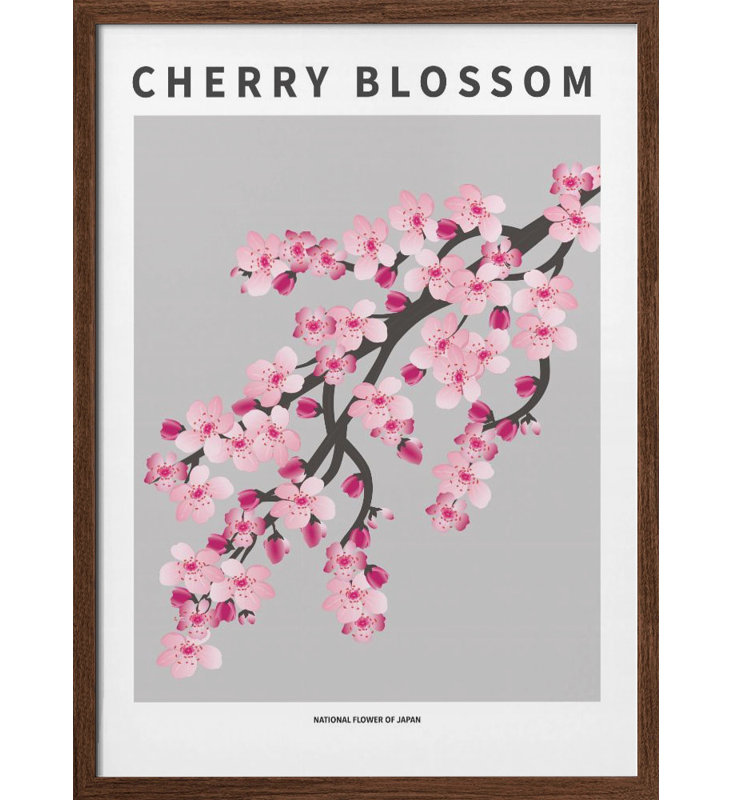 «Cherry blossom», art mural texturé encadré, Noyer, H 14 po x l 10 po