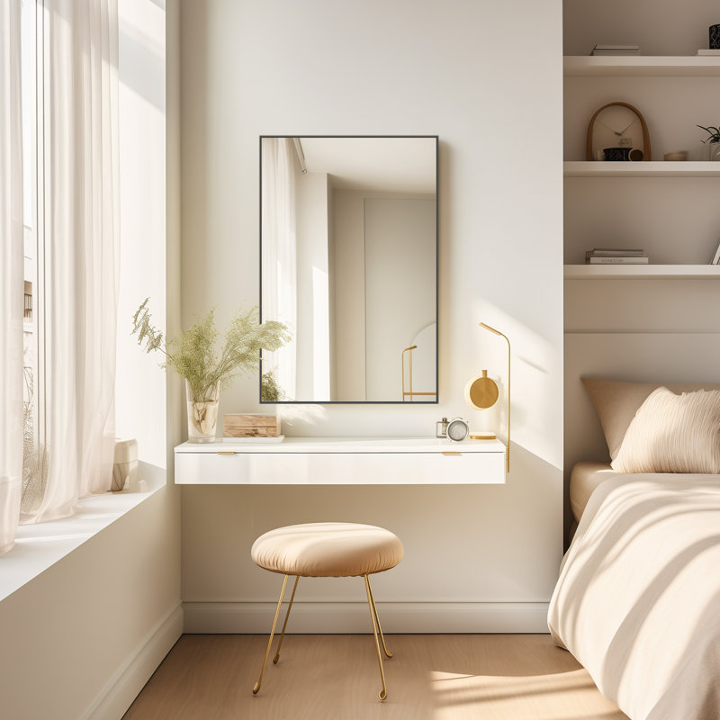 Sieana Rectangular Aluminum Accent Mirror, Black, 36" x 24"