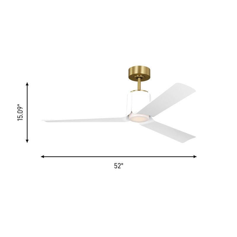 Visual Comfort Fan Peel Smart 52 LED Indoor Ceiling Fan with Threaded Downrod, Matte White ABS blades and Handheld Remote