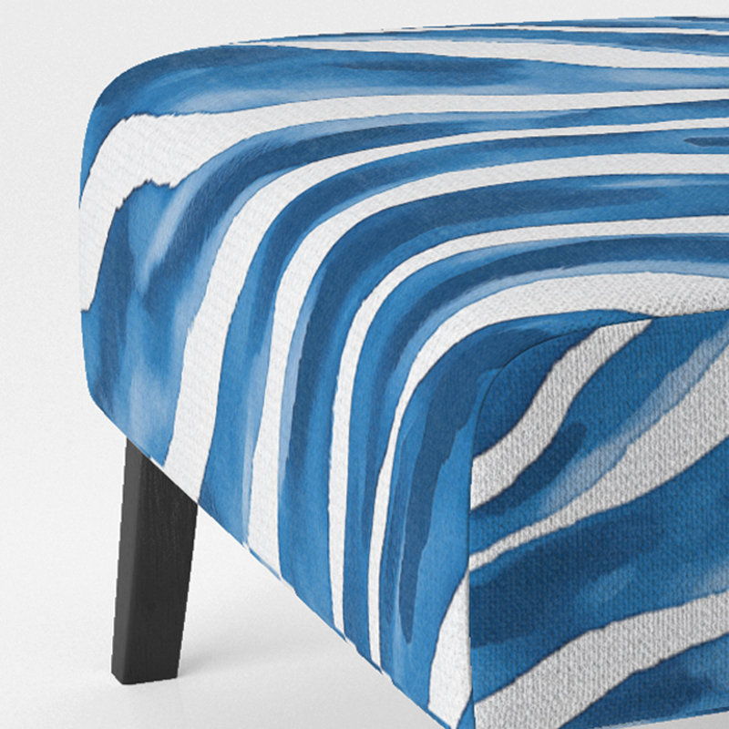 Zebra Striped - Upholstered Accent Slipper Chair, Blue/White
