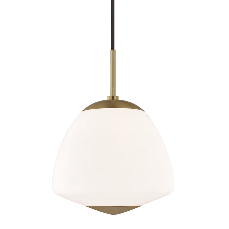 Luminaire suspendu simple à 1 lumière Darby, Laiton vieilli, H 13,75 po x l 10 po x P 10 po