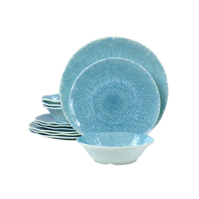 Service de table en mélamine 12 pièces Dovecove Indigo Frost