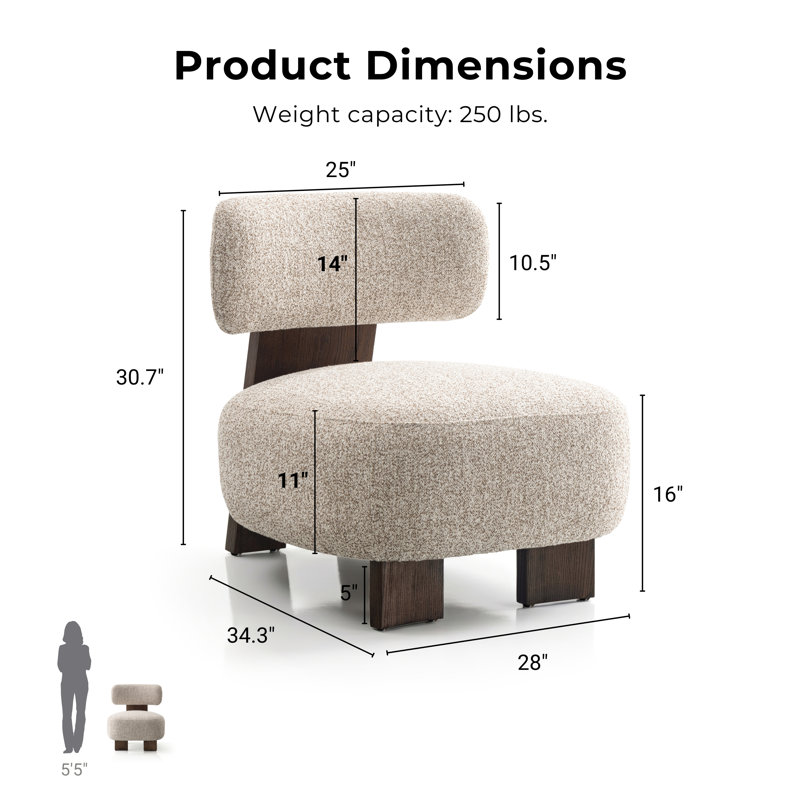 Fauteuil d'appoint rembourré à profil bas Premier, Marron clair