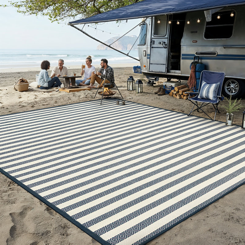 Tapis d'extérieur à rayures GRASSO, Rectangle 9' x 12'