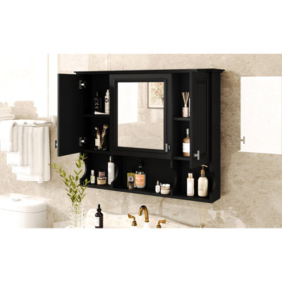 35'' X 28'' Wall - Mounted Mirror Cabinet In Modern Design For Home Decor And Storage Minimalist Style Spaces
