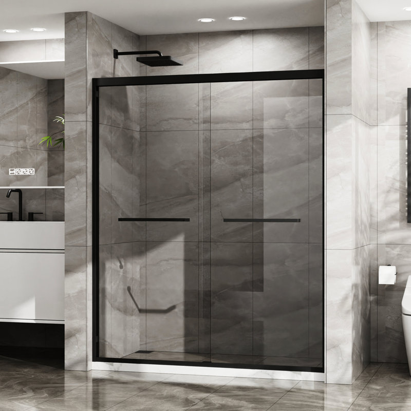 60"x72" Shower Enclosure - Tempered Glass, Matte Black, Splendid With Clear Black Frame & Stainless Steel Parts