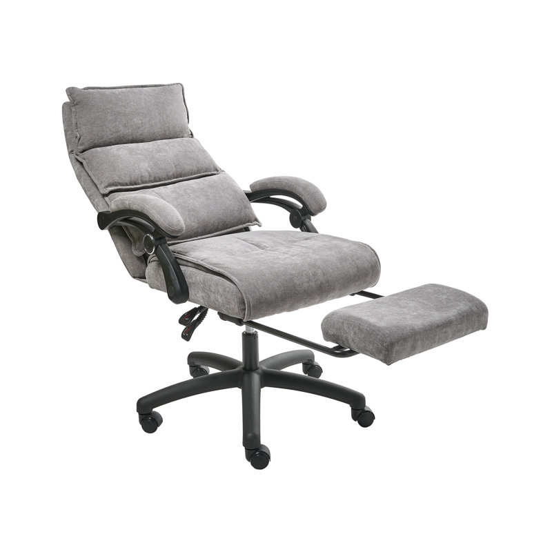 Chenille Office Chair with Headrest, Grey