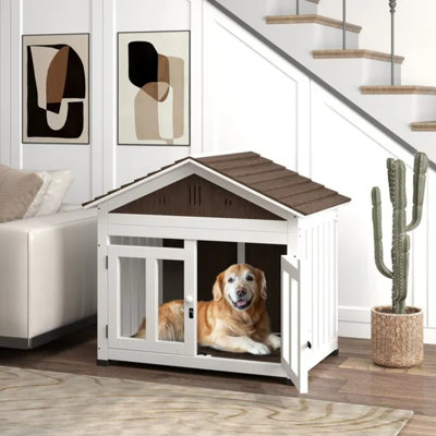 Niche pour chien en bois de 40 po (40 po) pour l'extérieur, pour petits, moyens et grands chiens, avec bouches d'aération et plancher amovible surélevé