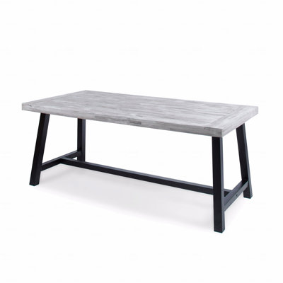 Table de salle à manger en bois d'acacia avec structure en métal rustique noir