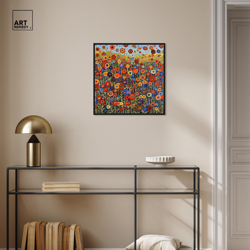 Art et art floral sur toile, H 12 po x l 12 po, Structure noire