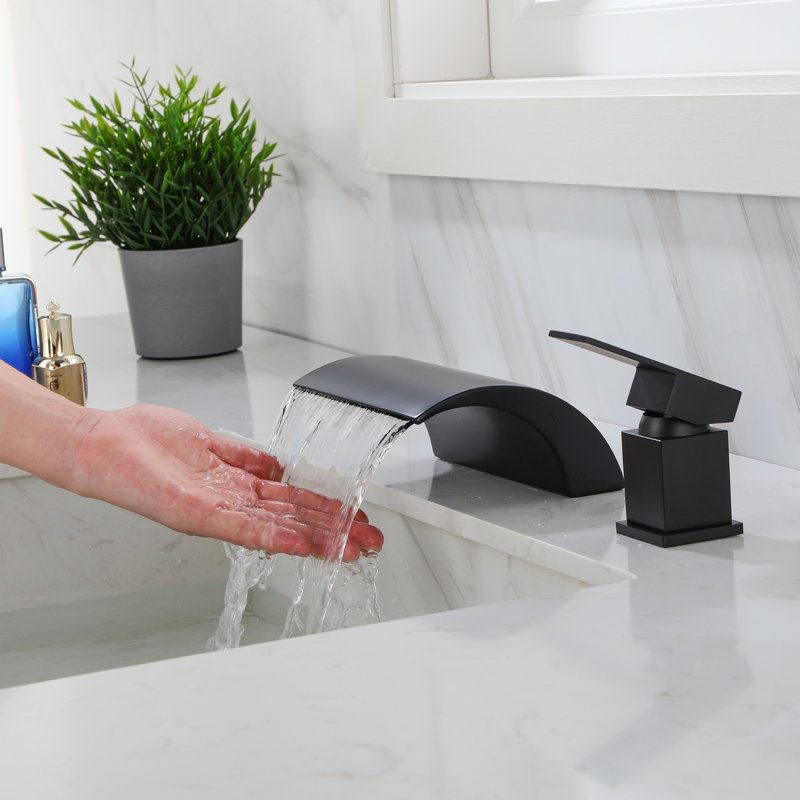 Robinet de salle de bain à large entraxe, Noir