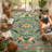  Goldene Boho Washable Botanical Green Area Rugs for Living Room, Low-Pile Floral Rug with Non Slip Backing For Bedroom Dining Room-1548534842